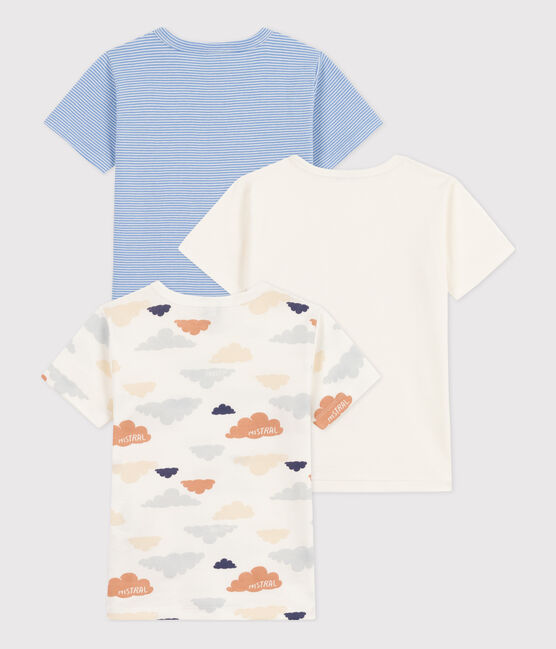 Juego de 3 camisetas de algodón de manga corta con nubes para niño variante 1
