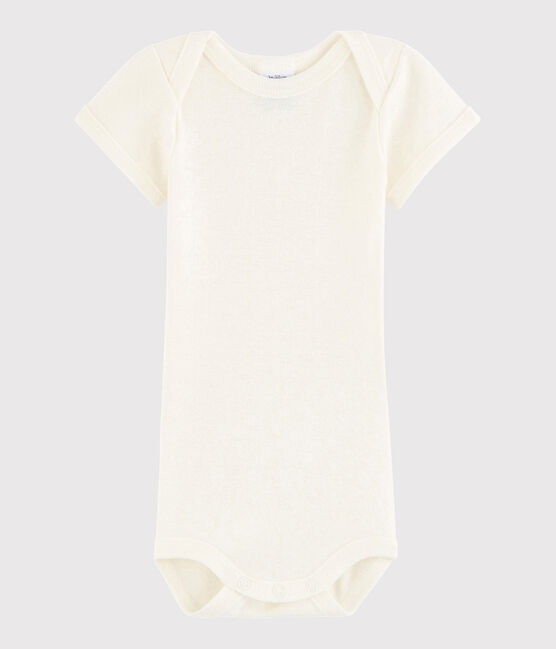 Bodi de manga corta de bebé niña/niño blanco MARSHMALLOW