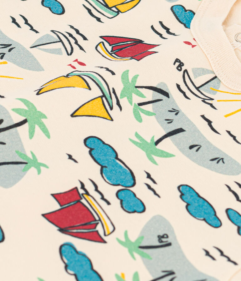 Mono corto de punto estampado para beb&eacute; crudo/multicolor