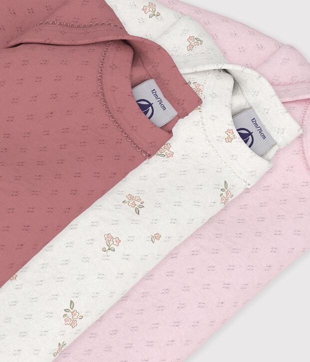 Juego de bodis de algod&oacute;n de manga larga con estampado de flores para beb&eacute; multicolor