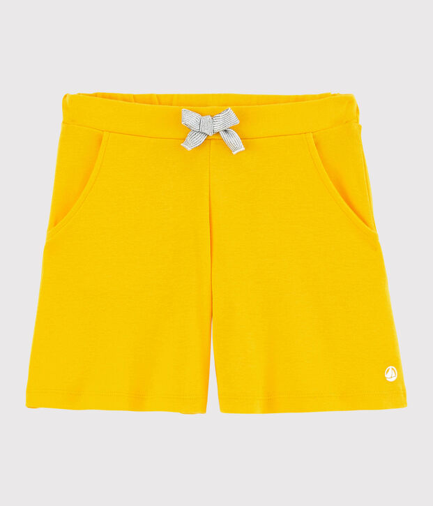 Pantal&oacute;n corto de algod&oacute;n de ni&ntilde;a amarillo