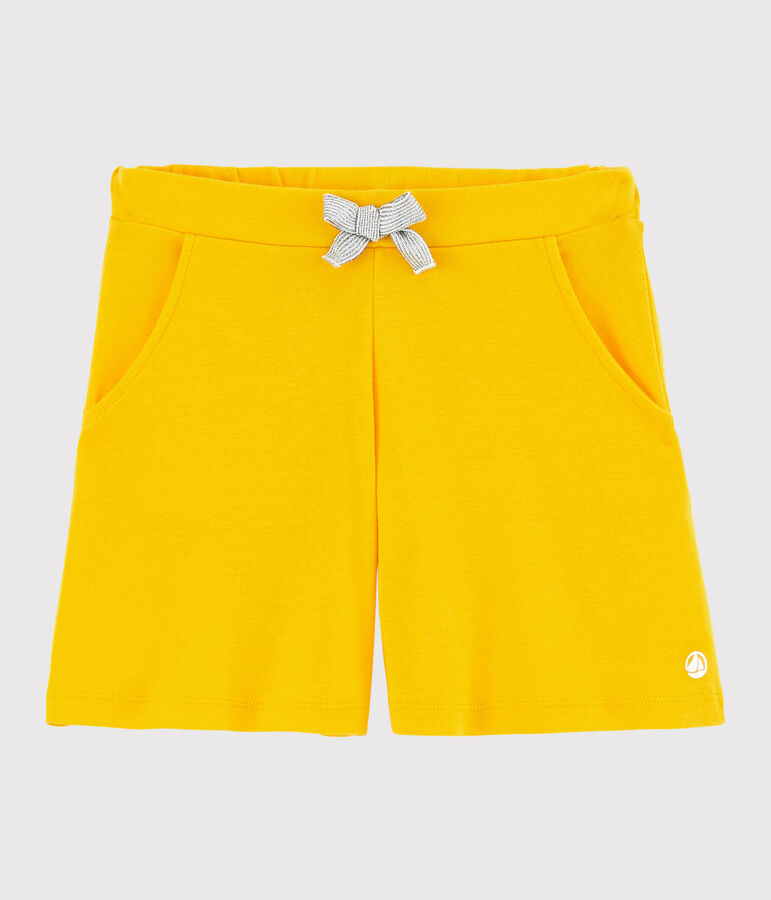 Pantal&oacute;n corto de algod&oacute;n de ni&ntilde;a amarillo