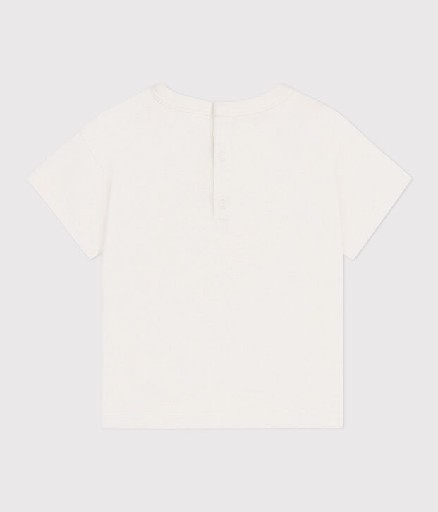 Camiseta lisa de manga corta de algod&oacute;n para beb&eacute; blanco/multicolor
