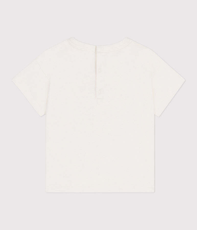 Camiseta lisa de manga corta de algod&oacute;n para beb&eacute; blanco/multicolor