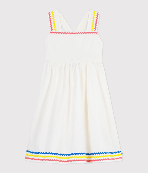 Vestido infantil largo de tirantes de algod&oacute;n blanco