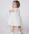 Vestido blanco de algodón sin mangas con bordado inglés para bebé blanco MARSHMALLOW