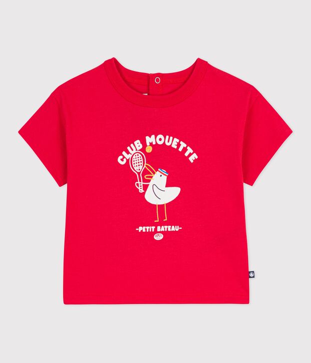 Camiseta de algod&oacute;n de manga corta con motivo de gaviota para beb&eacute; rojo