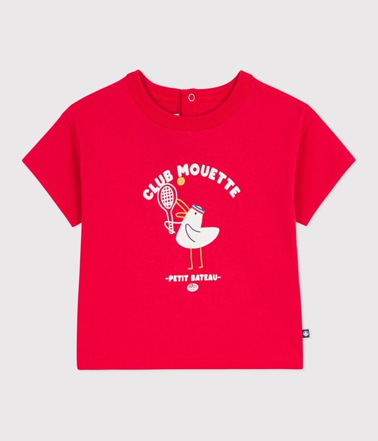 Camiseta de algod&oacute;n de manga corta con motivo de gaviota para beb&eacute; rojo