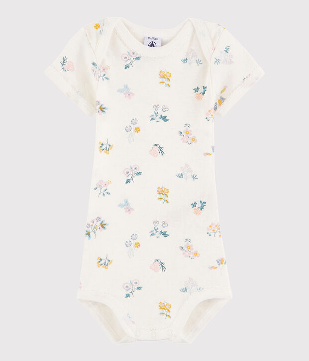 Bodi de manga corta de beb&eacute; ni&ntilde;a blanco/multicolor