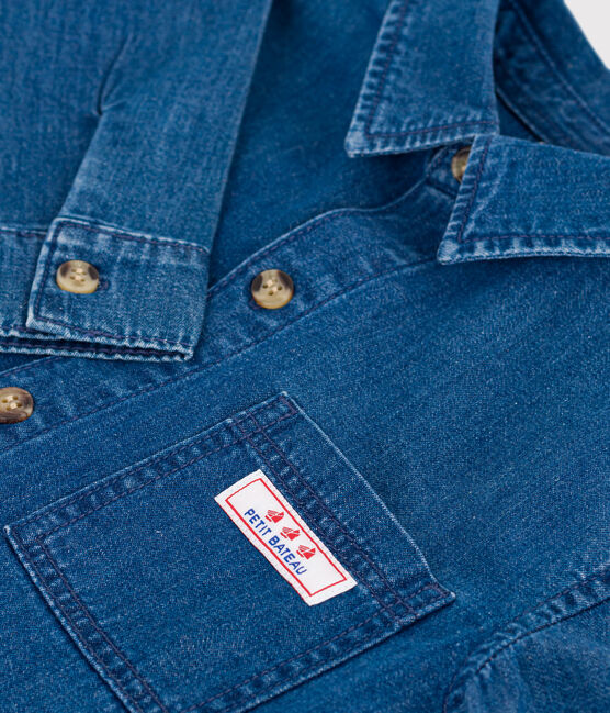 Camisa vaquera infantil lisa azul DENIM MOYEN