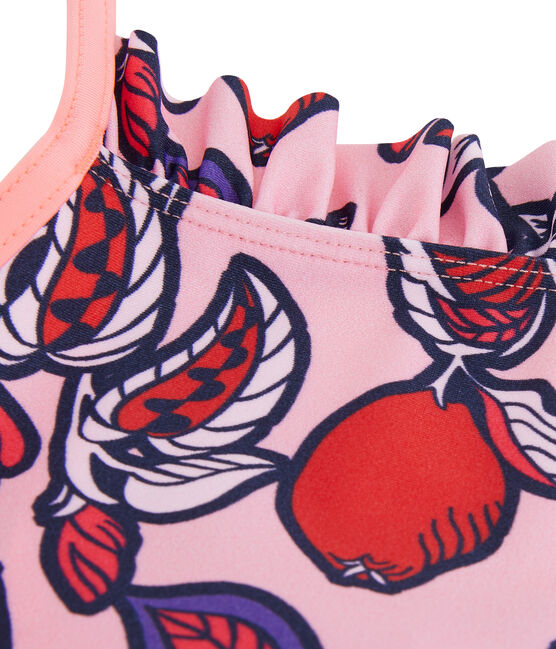 Traje de baño de 1 pieza ecorresponsable para niña rosa PATIENCE/blanco MULTICO