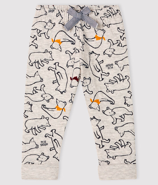 Pantalón de tejido túbico para bebé niño gris BELUGA/blanco MULTICO