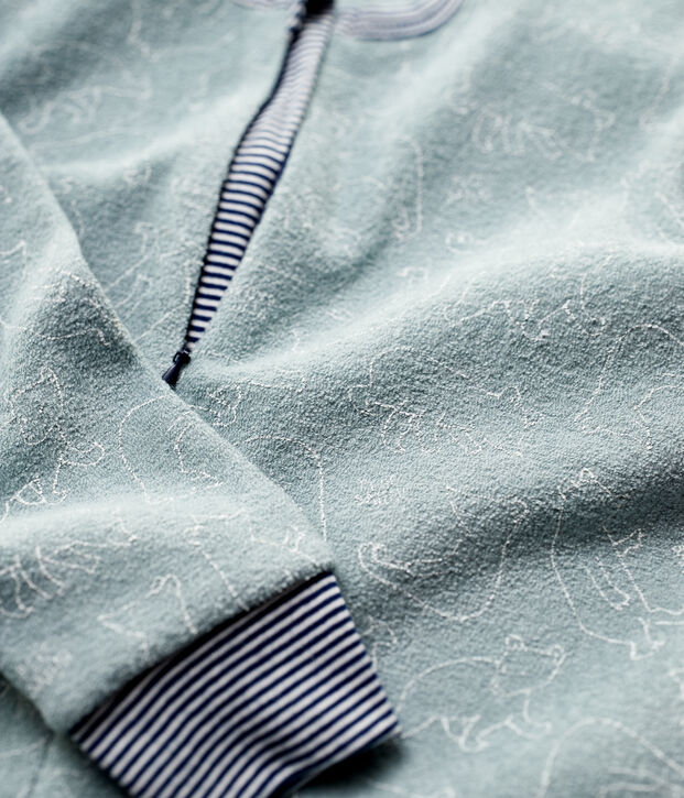 Mono de osos de ni&ntilde;a/ni&ntilde;o de rizo cepillado gris/blanco