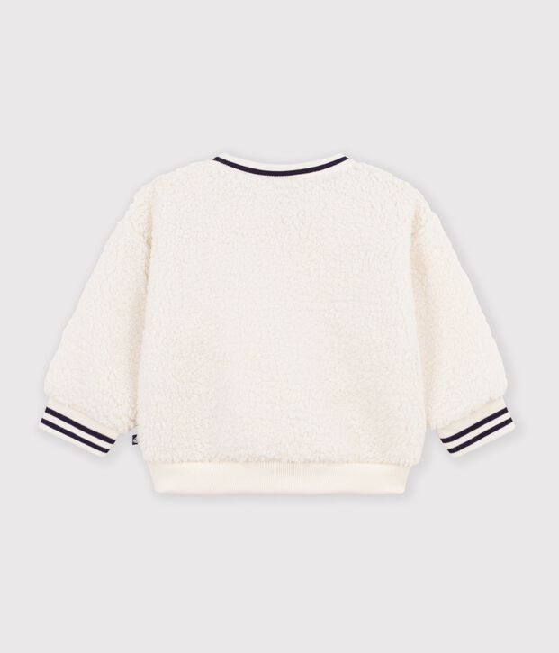 Sudadera lisa de borreguito para beb&eacute; MILK