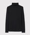 Camiseta de cuello alto emblemática de algodón de mujer negro NOIR