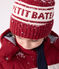 Gorro infantil de punto tricotado con forro polar Petit Bateau rojo AMARANTE/ MARSHMALLOW