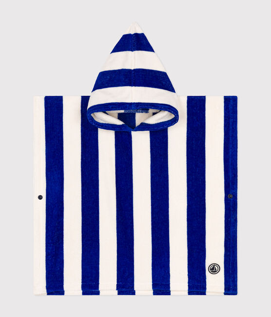PONCHO DE BAÑO TOALLA NIÑO RAYAS azul SURF/blanco MARSHMALLOW