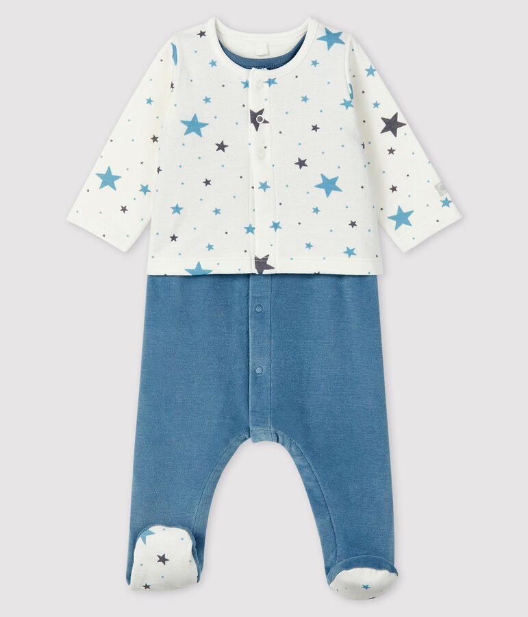 Conjunto de terciopelo con estrellas azules de 2 piezas para beb&eacute; gris/multicolor