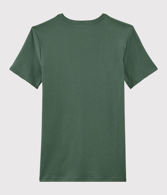 Camiseta de cuello redondo emblemática de algodón de mujer verde VALLEE