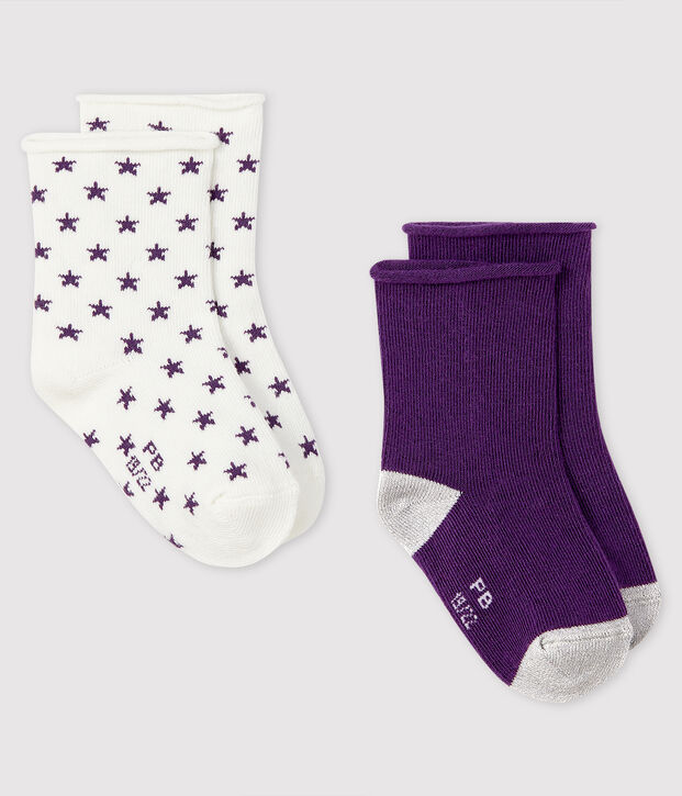 Juego de 2 pares de calcetines para beb&eacute; multicolor