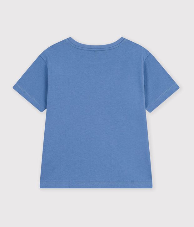 Camiseta infantil estampada de manga corta azul