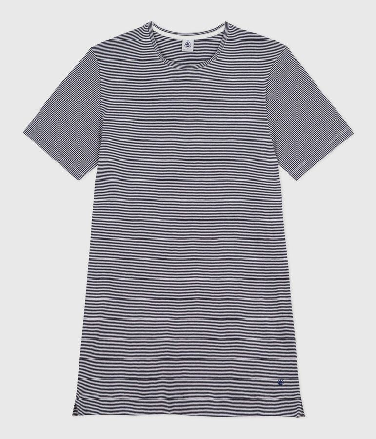 Camis&oacute;n de algod&oacute;n de manga corta a rayas para mujer azul SMOKING/blanco MARSHMALLOW