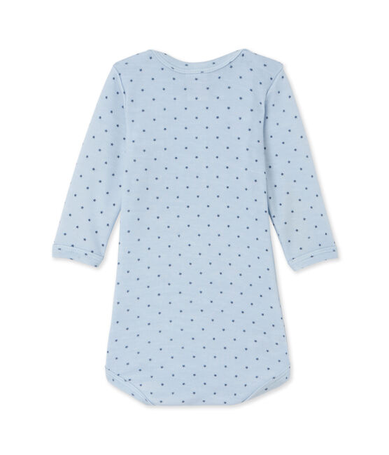 Body de manga larga de lana y algodón para bebé niño azul FRAICHEUR/gris TEMPETE