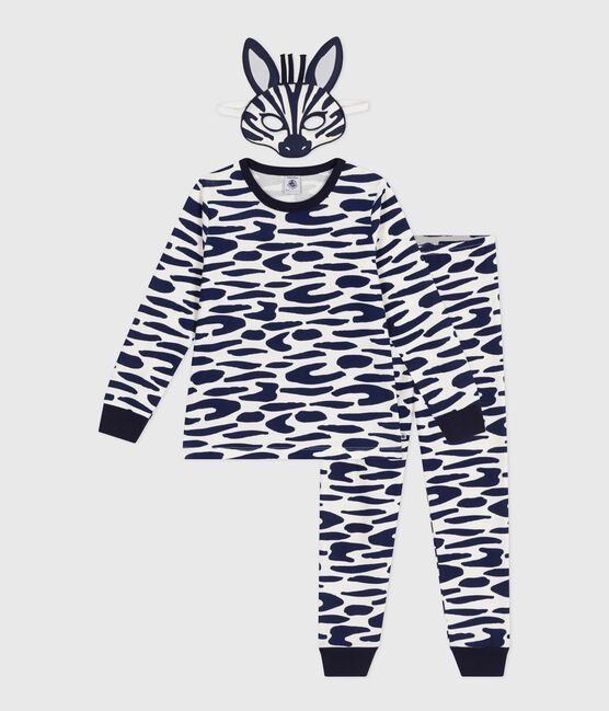 Pijama disfraz infantil de algodón con estampado de cebra azul MILK/ SOIR
