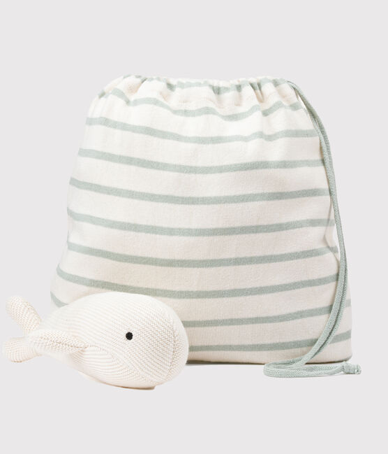 Manta y peluche de punto tricotado para bebé verde HERBIER/ MARSHMALLOW