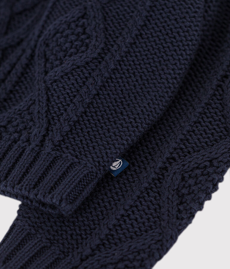 Jersey de punto trenzado de algod&oacute;n para beb&eacute; azul