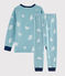 Pijama con estampado de yeti de terciopelo para niño pequeño azul BRUME/ MARSHMALLOW