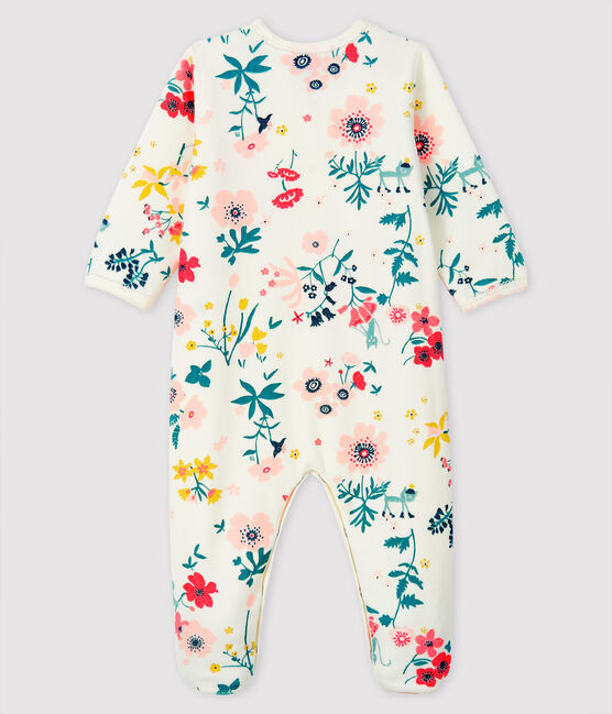 Pelele de terciopelo con estampado de flores para bebé niña blanco MARSHMALLOW/blanco MULTICO