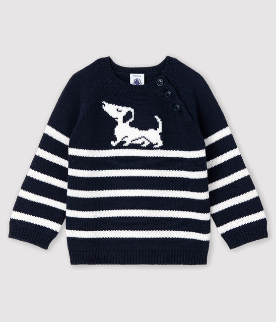 Jersey a rayas con motivo para bebé niño azul SMOKING/blanco MARSHMALLOW