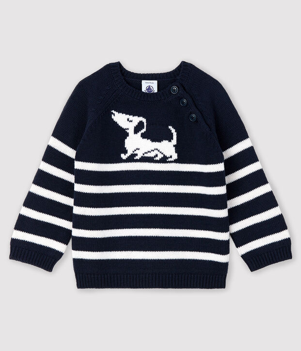 Jersey a rayas con motivo para beb&eacute; ni&ntilde;o azul/blanco