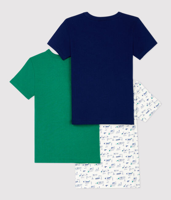 Juego de 3 camisetas de manga corta con estampado de transportes de niño de algodón variante 1