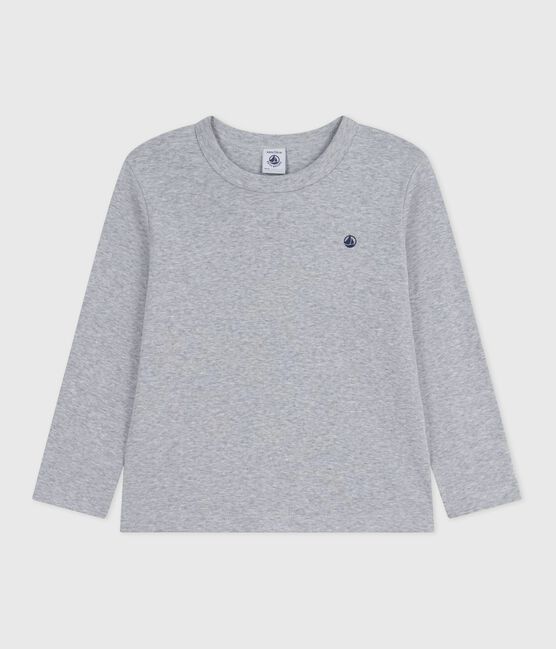 Camiseta infantil lisa de algodón de manga larga gris FUMEE CHINE