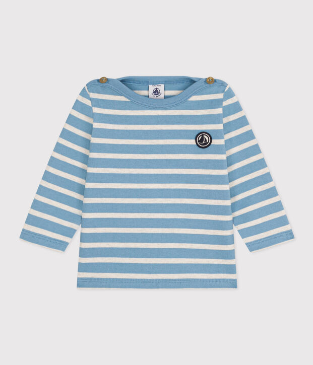 Marinera de punto grueso para beb&eacute; azul/beige