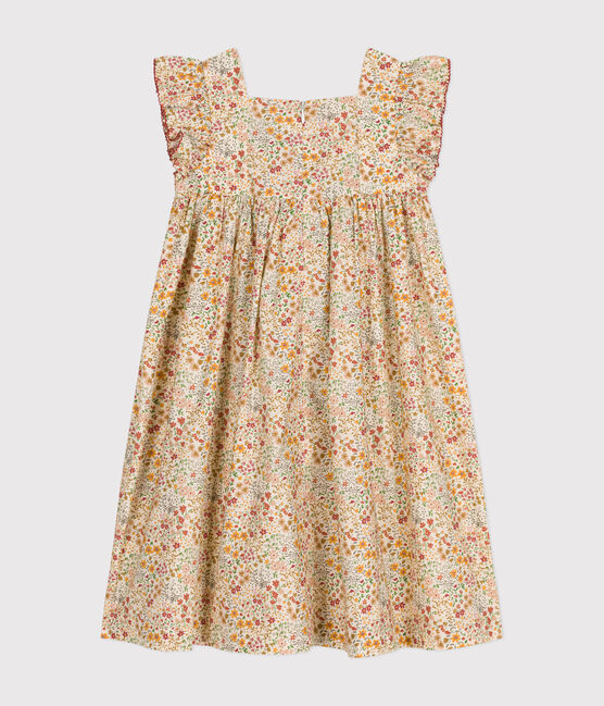 Vestido estampado de popelina sin mangas para niña blanco AVALANCHE/ MULTICO
