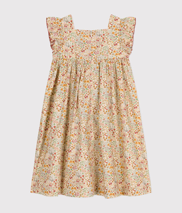 Vestido estampado de popelina sin mangas para ni&ntilde;a crudo/multicolor