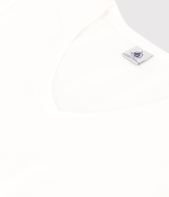 Camiseta de algodón Le Droit con cuello de pico para mujer blanco ECUME