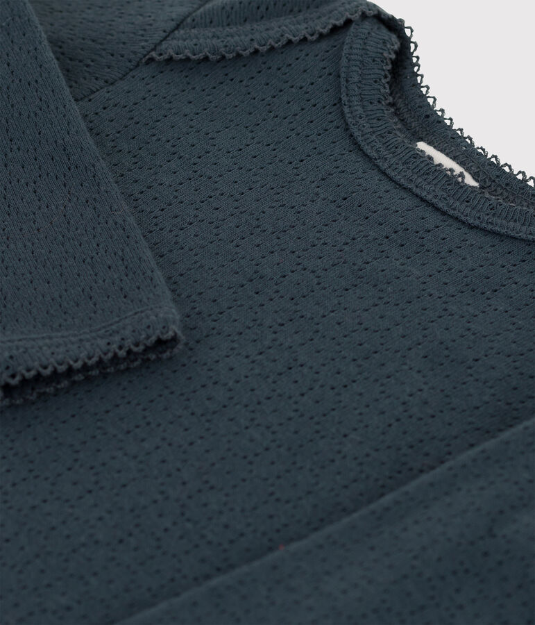 Body de punto calado de manga larga para beb&eacute; gris