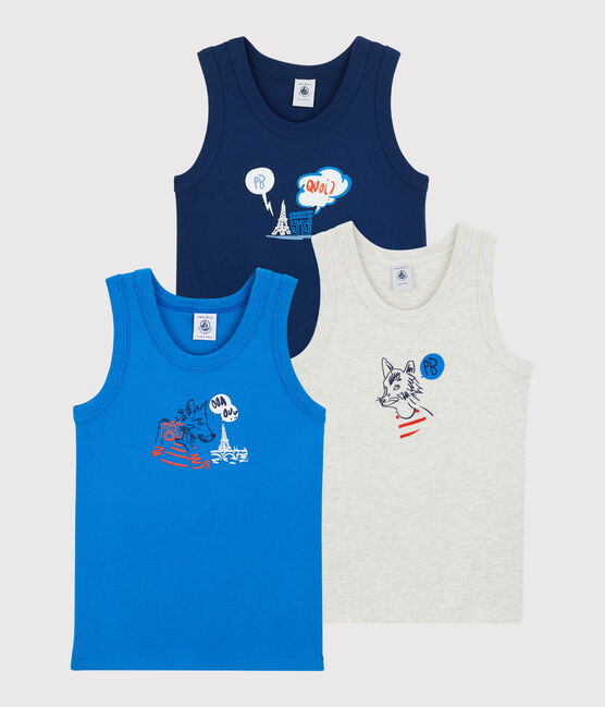 Juego de 3 camisetas de tirantes con tema de París de niño de algodón variante 1