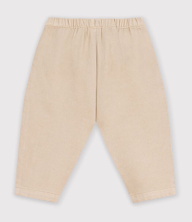 Pantal&oacute;n cargo liso de algod&oacute;n con insignia para beb&eacute; beige