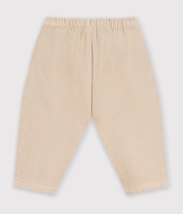 Pantal&oacute;n cargo liso de algod&oacute;n con insignia para beb&eacute; beige