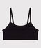 Top liso de algodón y elastano para mujer negro BLACK