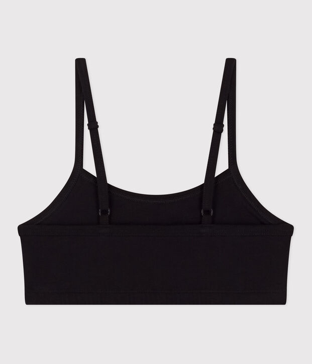Top liso de algod&oacute;n y elastano para mujer negro