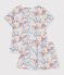 Pijama corto infantil de algod&oacute;n con flores blanco/multicolor