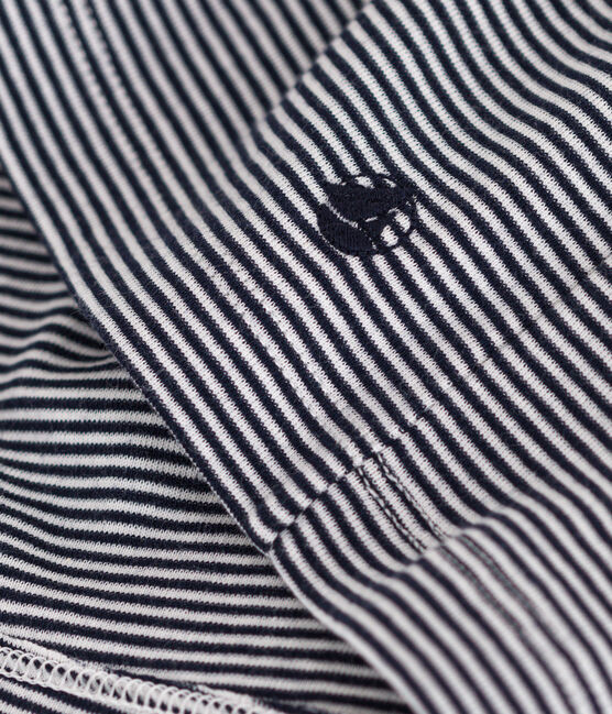 Vestido de manga corta de algodón a rayas para niña azul SMOKING/blanco MARSHMALLOW