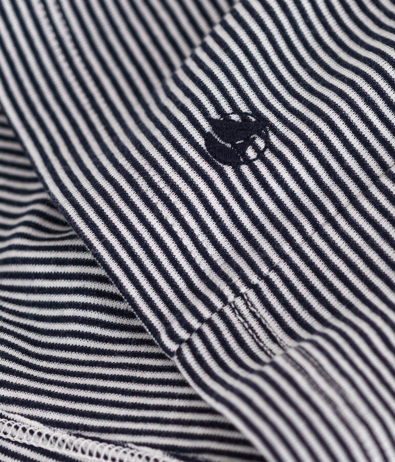 Vestido de manga corta de algod&oacute;n a rayas para ni&ntilde;a azul/blanco