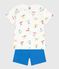 Pijama corto infantil de algodón con estampado de surfistas blanco MARSHMALLOW/blanco MULTICO